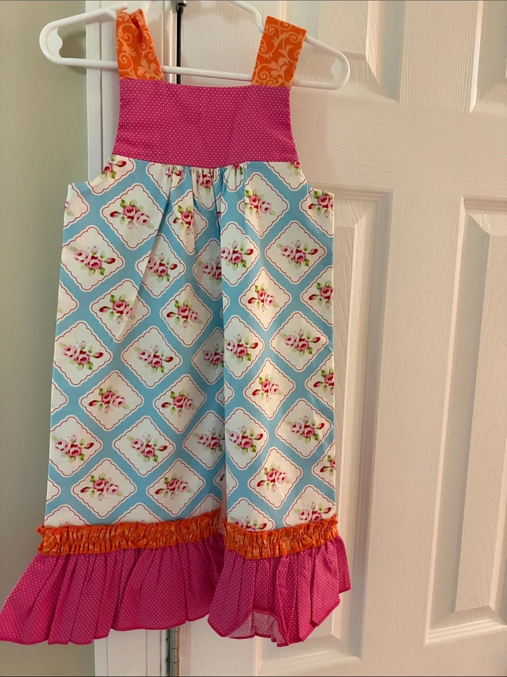 Girls' Pumpkin Patch Ruffle Overalls - Pink, Orange & Blue